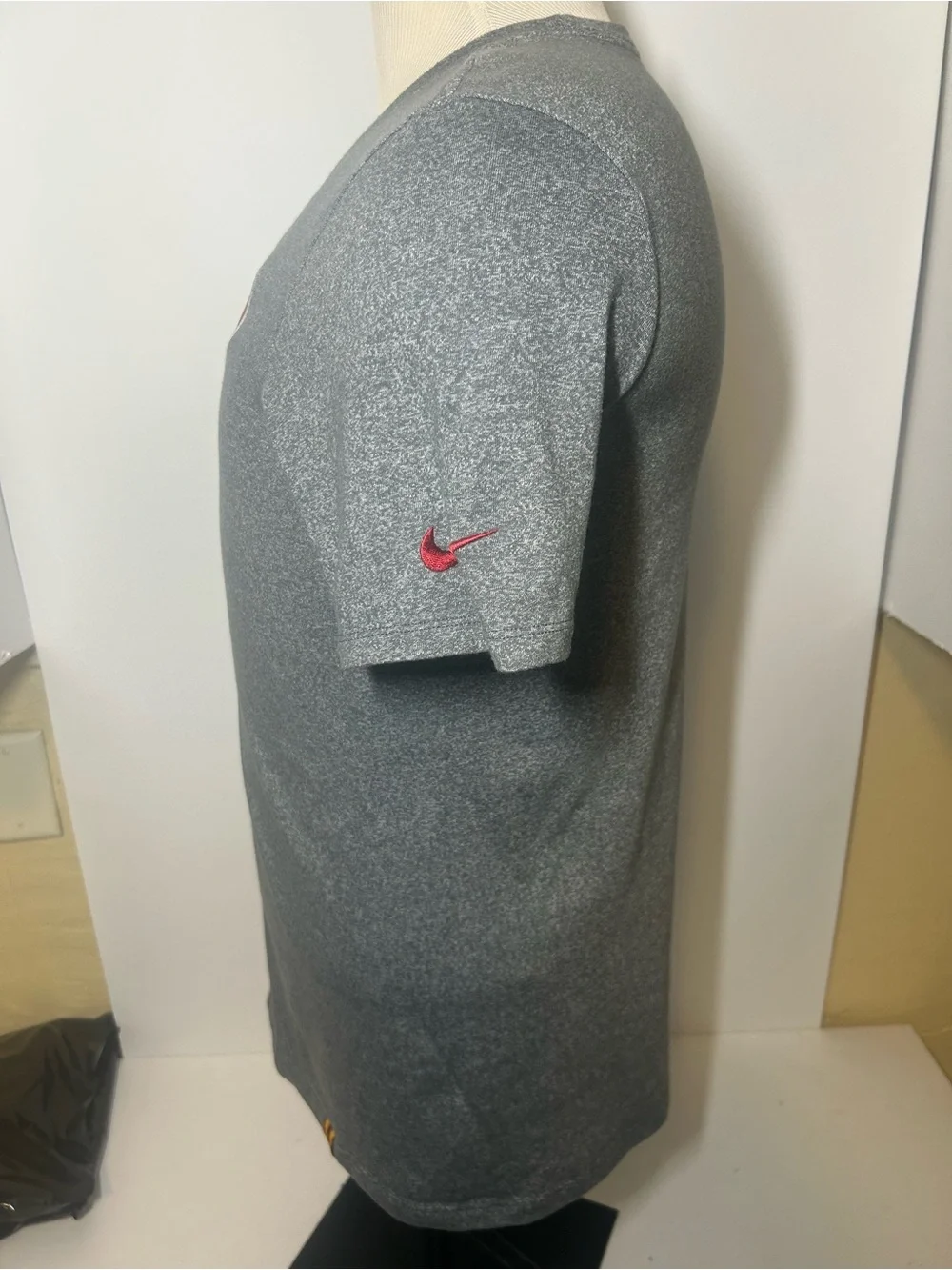 Nike Gray Short-Sleeve Crewneck T-Shirt with Red and Yellow State Patch